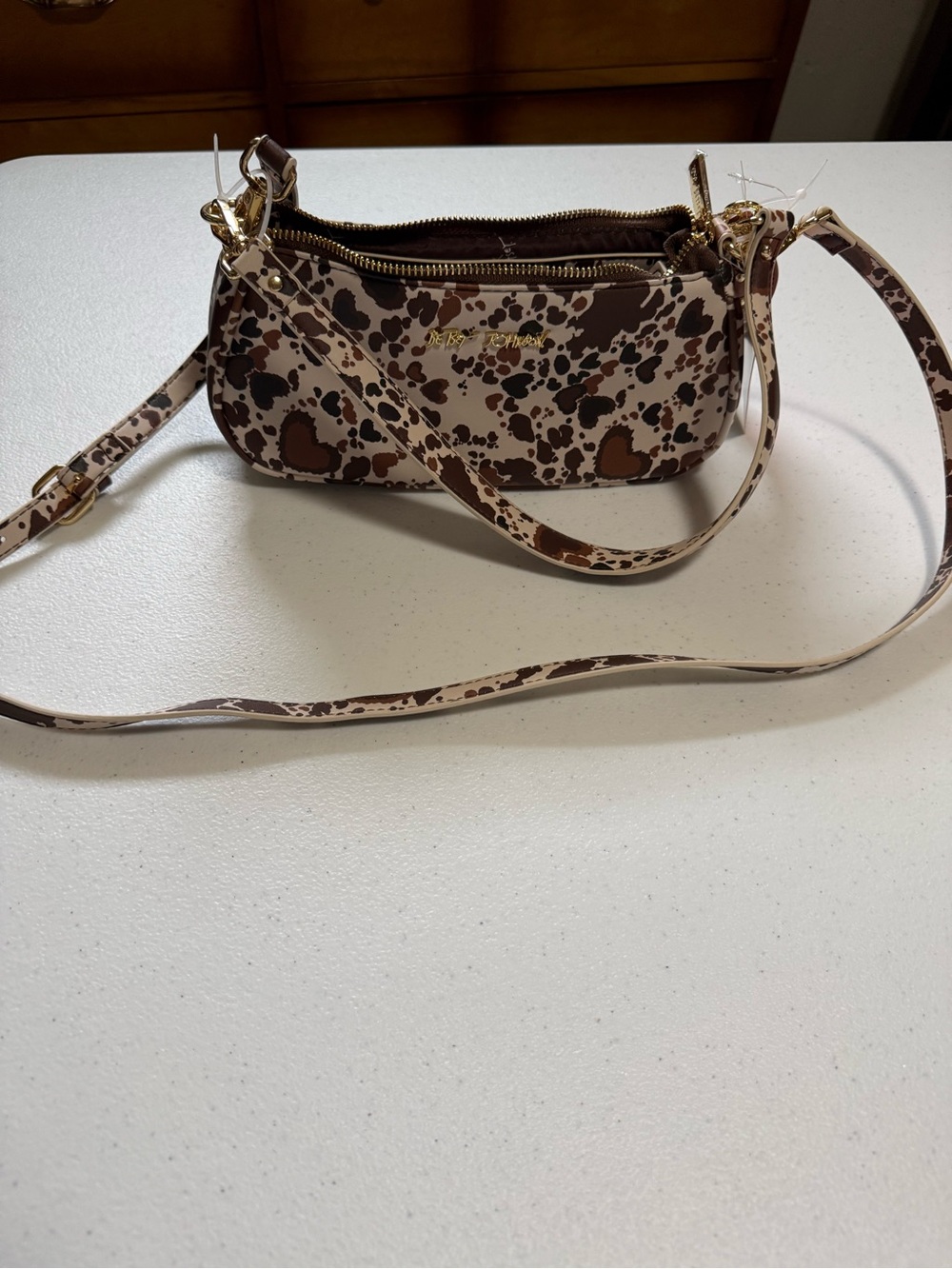Betsey Johnson Crossbody & Shoulder Bag Leopard Print w/ Horseshoe charm NWT - Picture 6 of 6